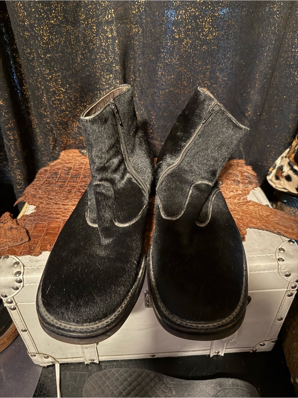 Masters Black Haircalf Zip Ankle Boots